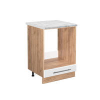 HERDUMBAUSCHRANK Fame-Line Weiß Hochglanz 60 cm, AP Marmor - Honigeiche/Weiß Hochglanz, Holzwerkstoff (60/82/60cm) - Vicco