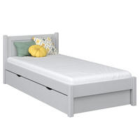 BETT mit Schublade N02 Grau 80/190 - Grau, Naturmaterialien/Holz (80/190cm) - N-Wood