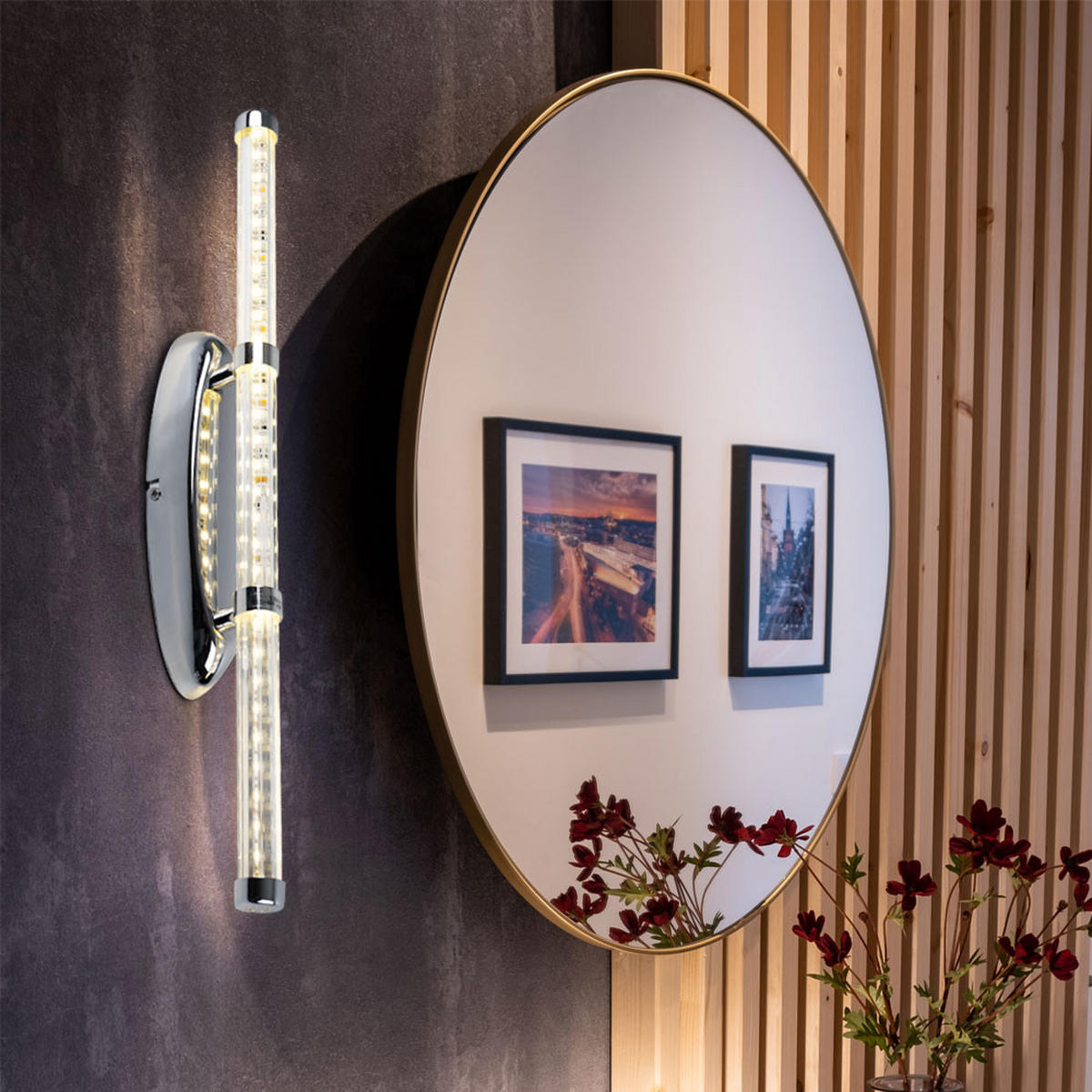 LED WANDLEUCHTE Chrom klar Silber - Silberfarben, Metall (7/50/7.3cm) - Globo Lighting