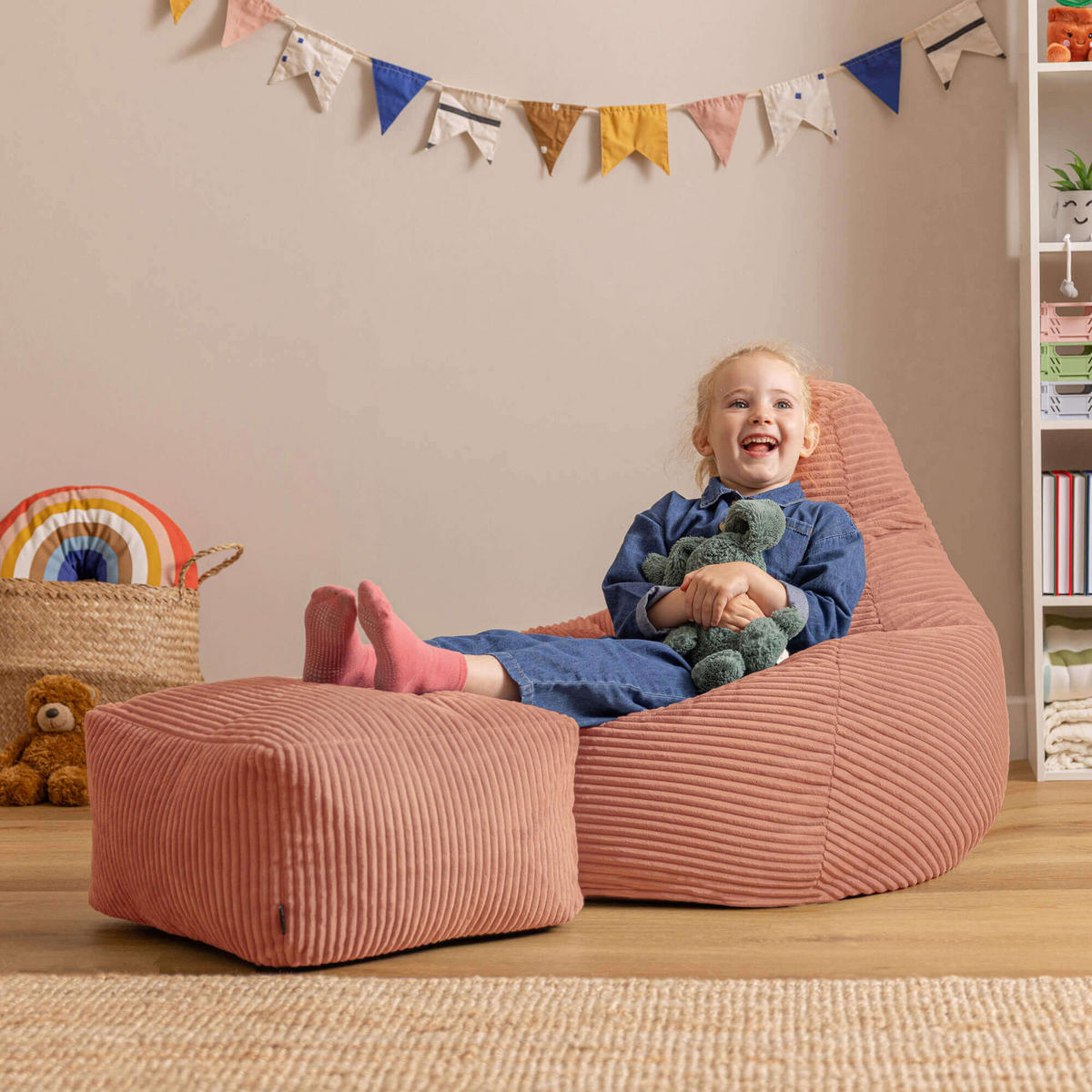 KINDERSITZSACK mit Hocker Dalton Cord - Pink, Textil (69/59/65cm) - icon