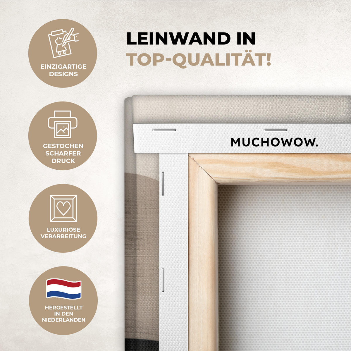 LEINWANDBILD Abstrakt - Wellen - Schwarz - Verwittert Wohnzimmer 120x80 cm - Trüffeleichefarben, Textil (120/80cm) - MuchoWow