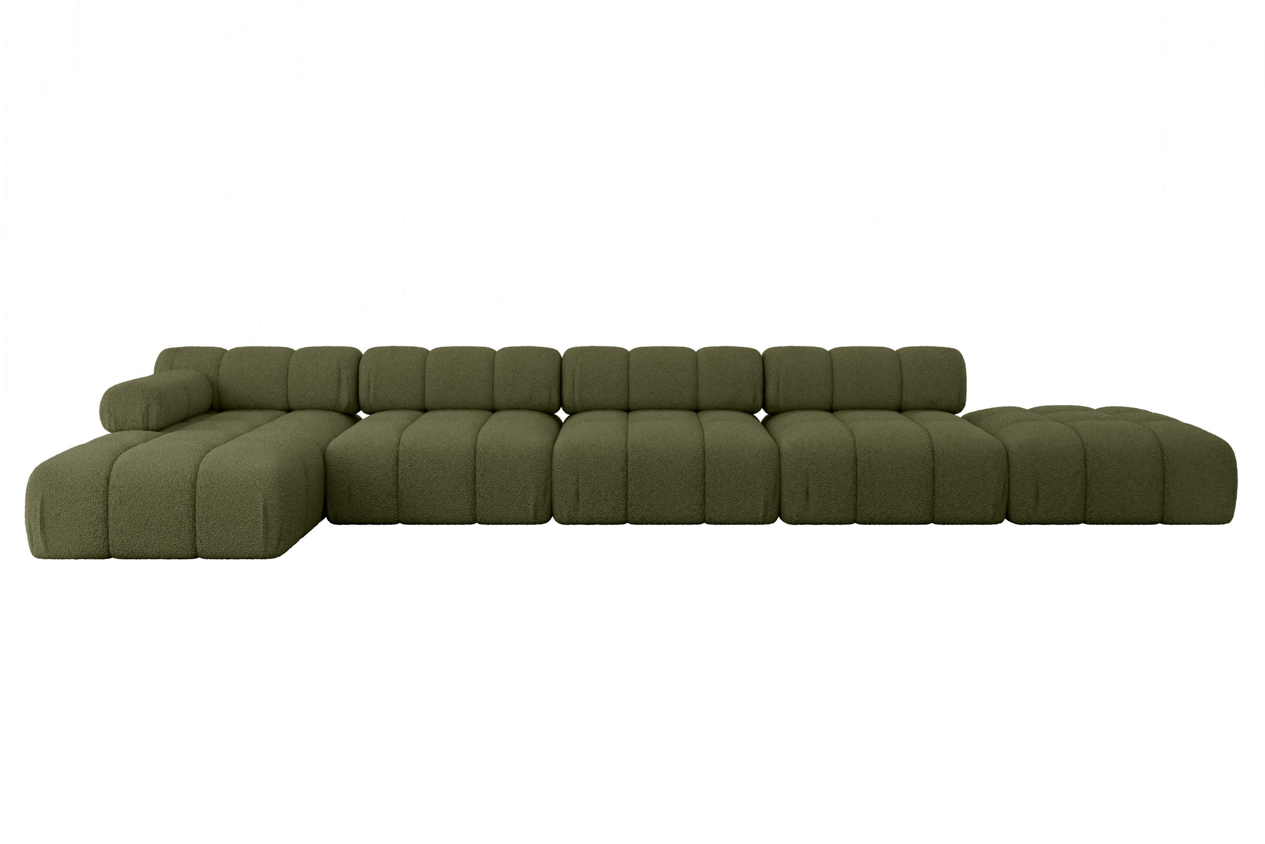 ECKSOFA modulares Sofa Lizur-L3 - 475x160x70 cm Grün Bouclé - Grün, Holzwerkstoff/Textil (475/160cm) - ALTDECOR