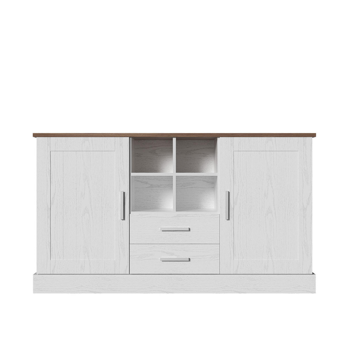 SIDEBOARD mit 2 Türen und 2 Schubladen 140 x 40 x 79,5 cm Brown White Wood - Braun, Holzwerkstoff (140/79.5/40cm) - Meubliv