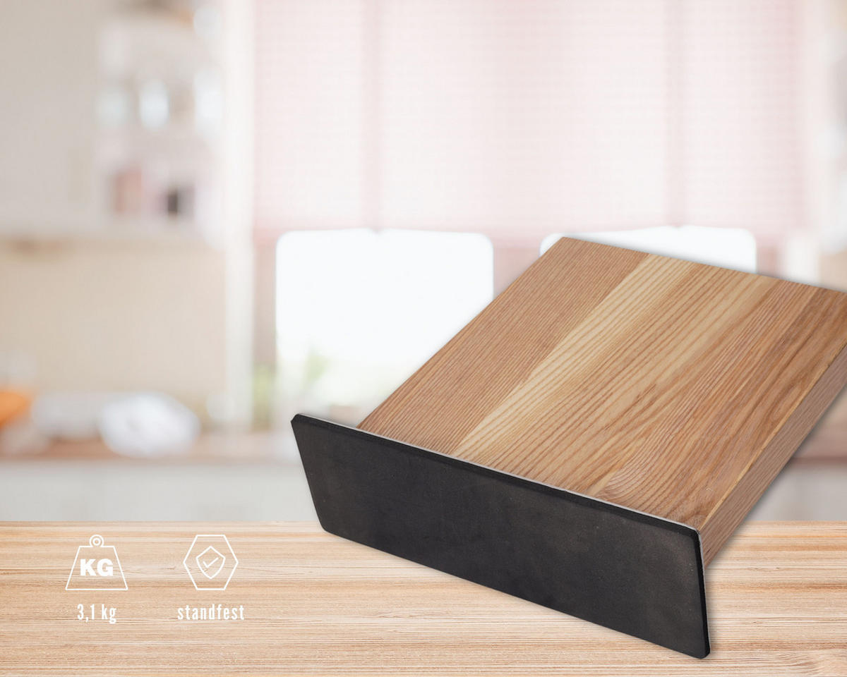 MAGNET-MESSERBLOCK - Eichefarben, Holz (23.6/3/26.5cm) - Oleio