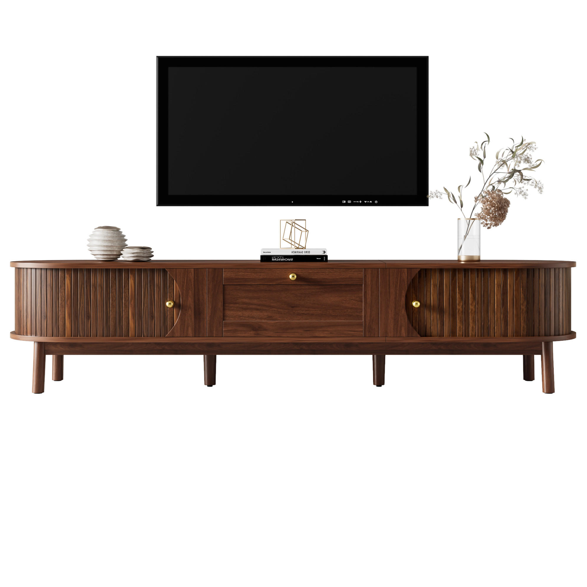 TV-LOWBOARD 170/39,5/38 cm Nussbaum aus MDF mit Schublade - Walnussfarben, Holzwerkstoff (39.5/38/170cm) - OKWISH
