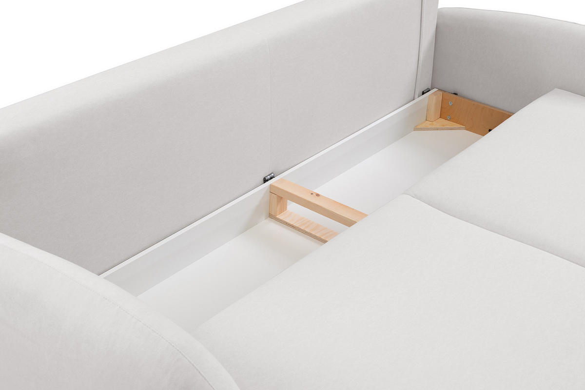 SCHLAFSOFA Bafra Creme Velours - Creme/Schwarz, Holz/Textil (232/92/102cm) - Selsey