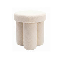 SITZHOCKER AVEN, Teddystoff, mit Textilbezug, Creme, Ø 40 x 45 cm - Beige/Creme, Textil (40/45/40cm) - KADIMA DESIGN