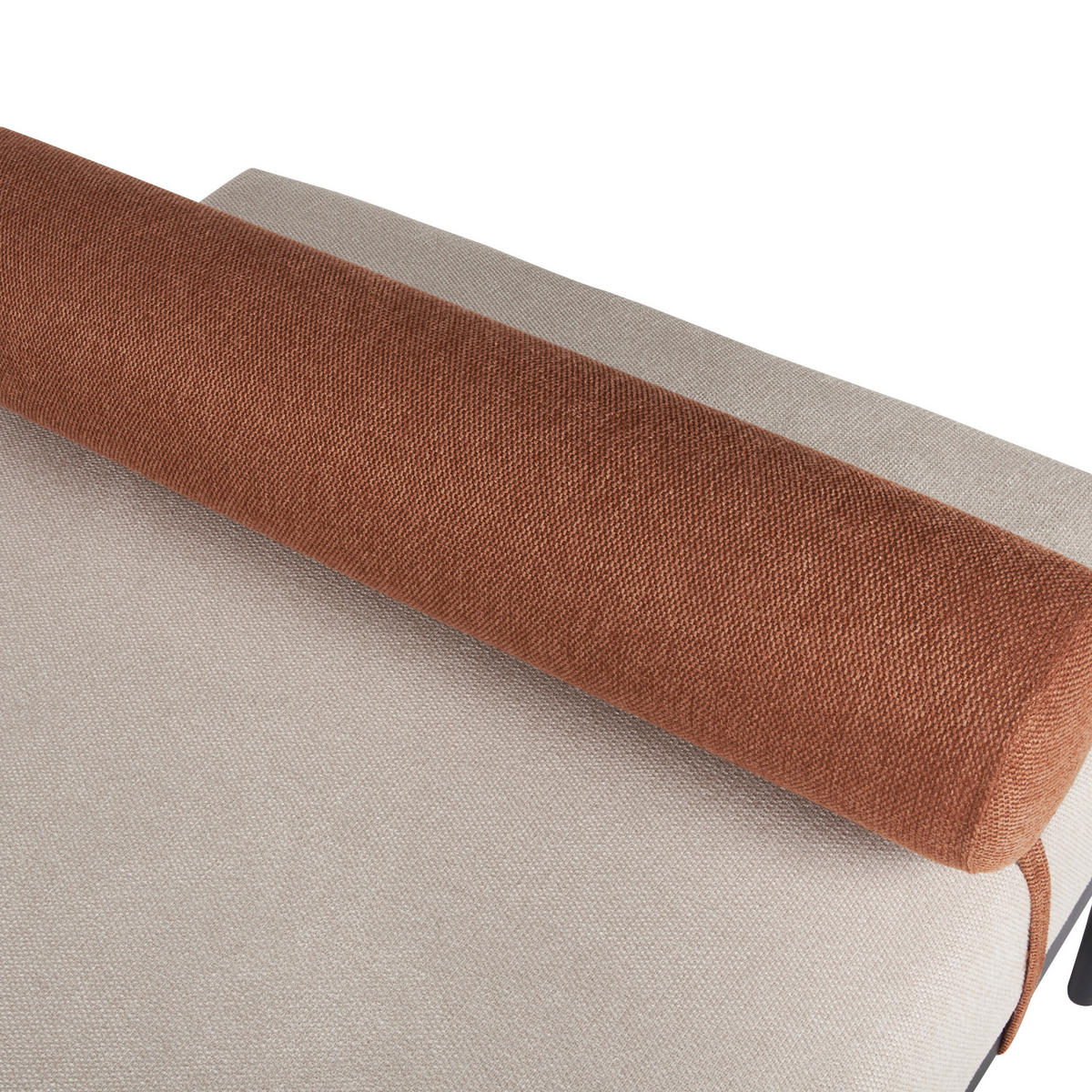 ČALOUNĚNÉ LEHÁTKO CHAISE LONGUE Umělý len Zlatohnědé Malmos - černá/zlatá, textil (172/47/73cm) - Beliani