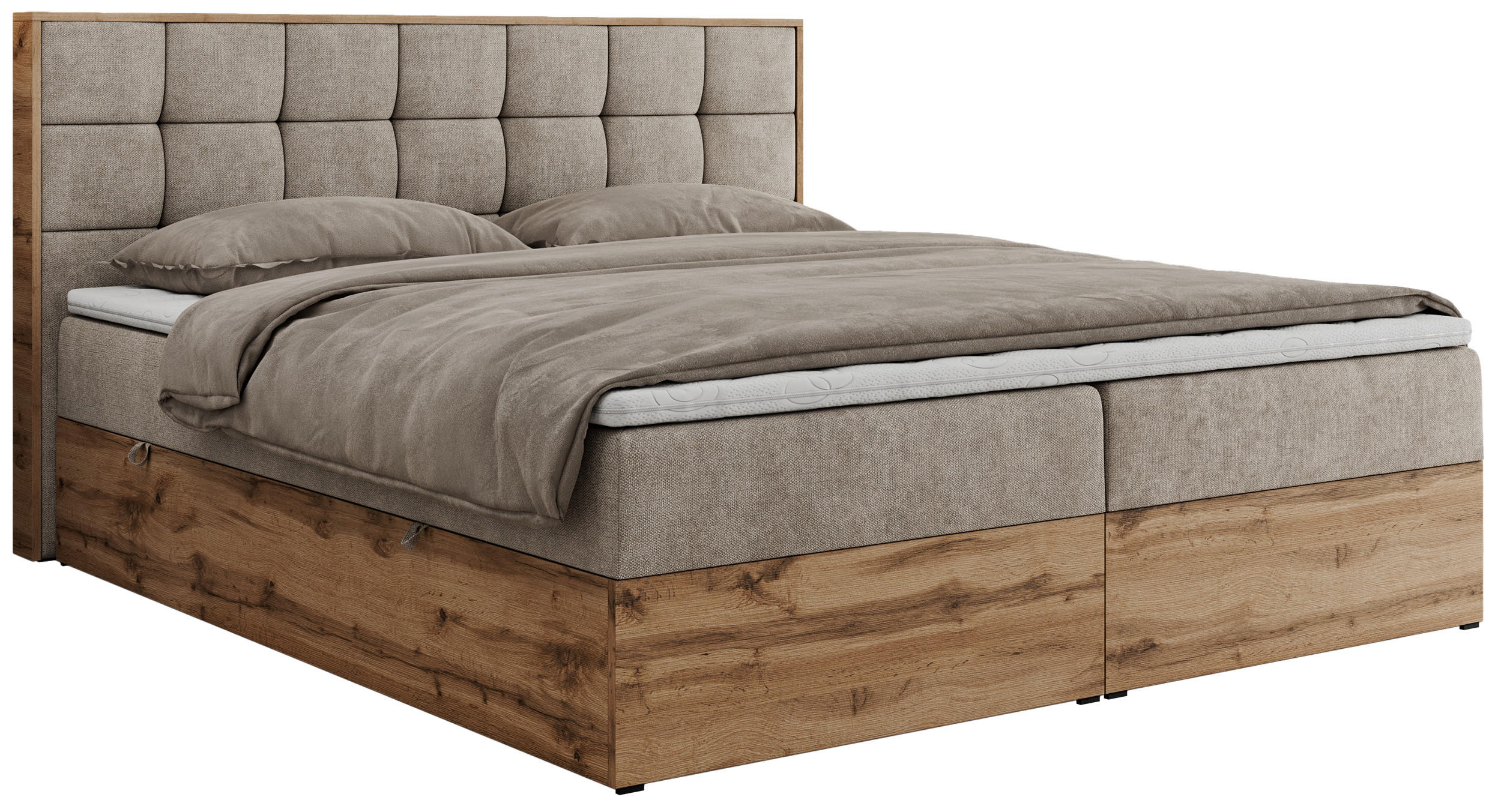BOXBETT ALBERO 1 - 160/200 Beige Struktur - H3 - Beige, Holz/Textil (160/200cm) - MKS