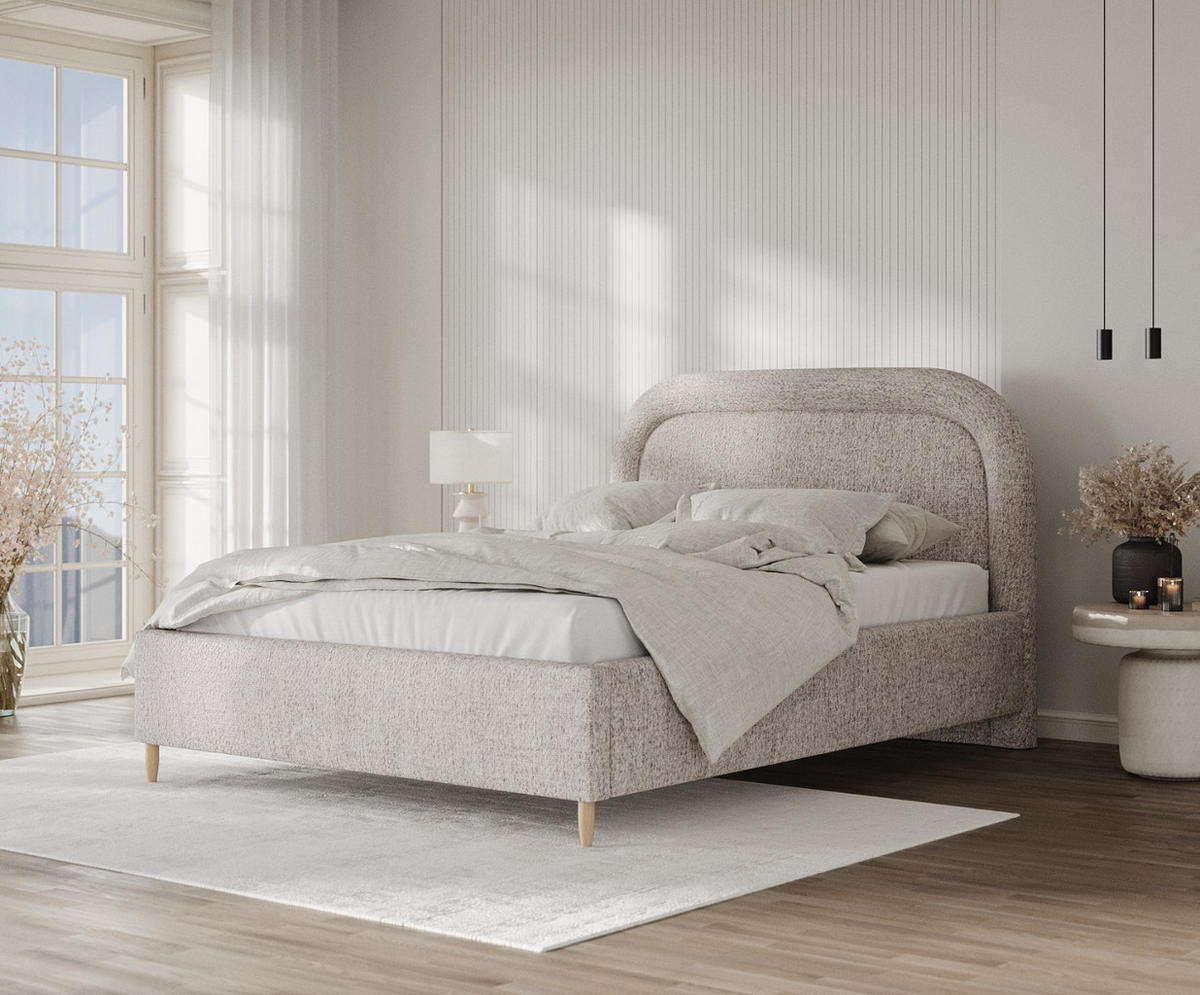 POLSTERBETT Zoya 140/200 cm Beige im Neve Stoff - Beige/Naturfarben, Holz/Holzwerkstoff (140/200cm) - AltaBeds