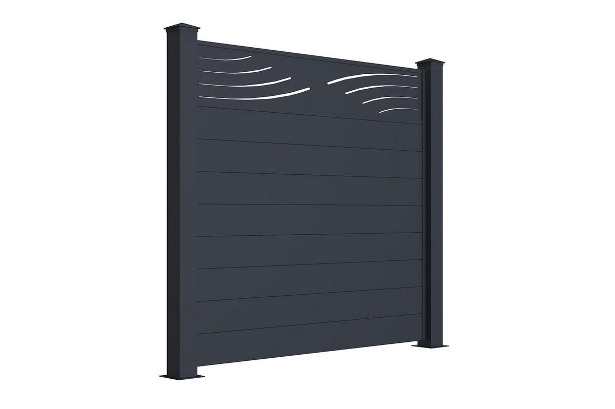 SICHTSCHUTZZAUN 3er-Set Veleta grau 1,9m H.170cm aluminium - Grau, Metall (567/166cm) - Casanoov