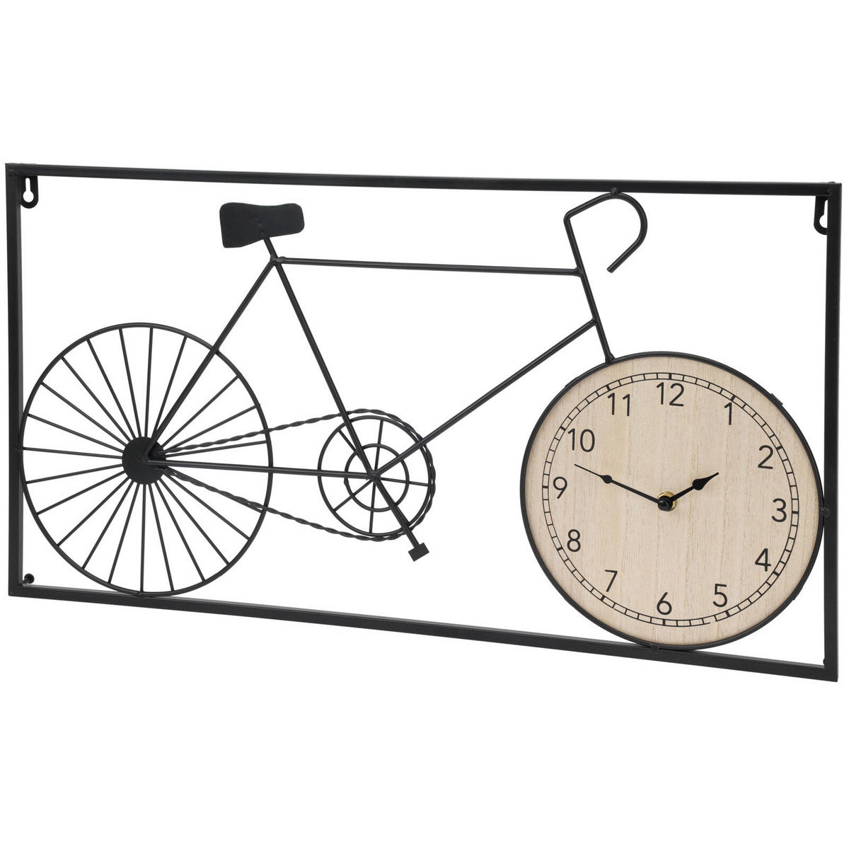 WANDDEKORATION Retro-Design Uhr Fahrrad 60/32/5 cm - Schwarz, Holzwerkstoff (60/33/5cm) - Home Styling Collection