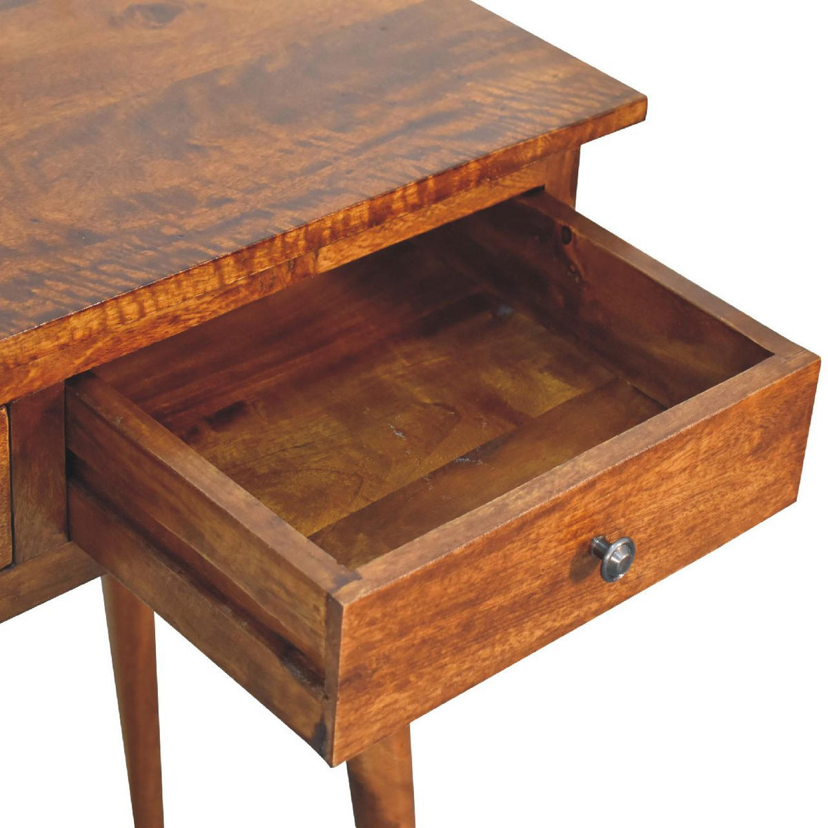 KONSOLENTISCH mit Kastanienholz-Finish - Dunkelbraun/Messingfarben, Mangoholz/Holz (40/115/78cm) - Artisan Furniture