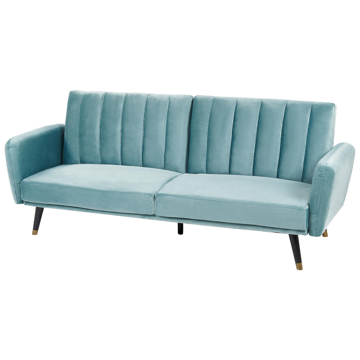 3-SITZER-SCHLAFSOFA Samtstoff Hellblau Vimmerby - Hellblau, Textil (212/90/80cm) - Beliani