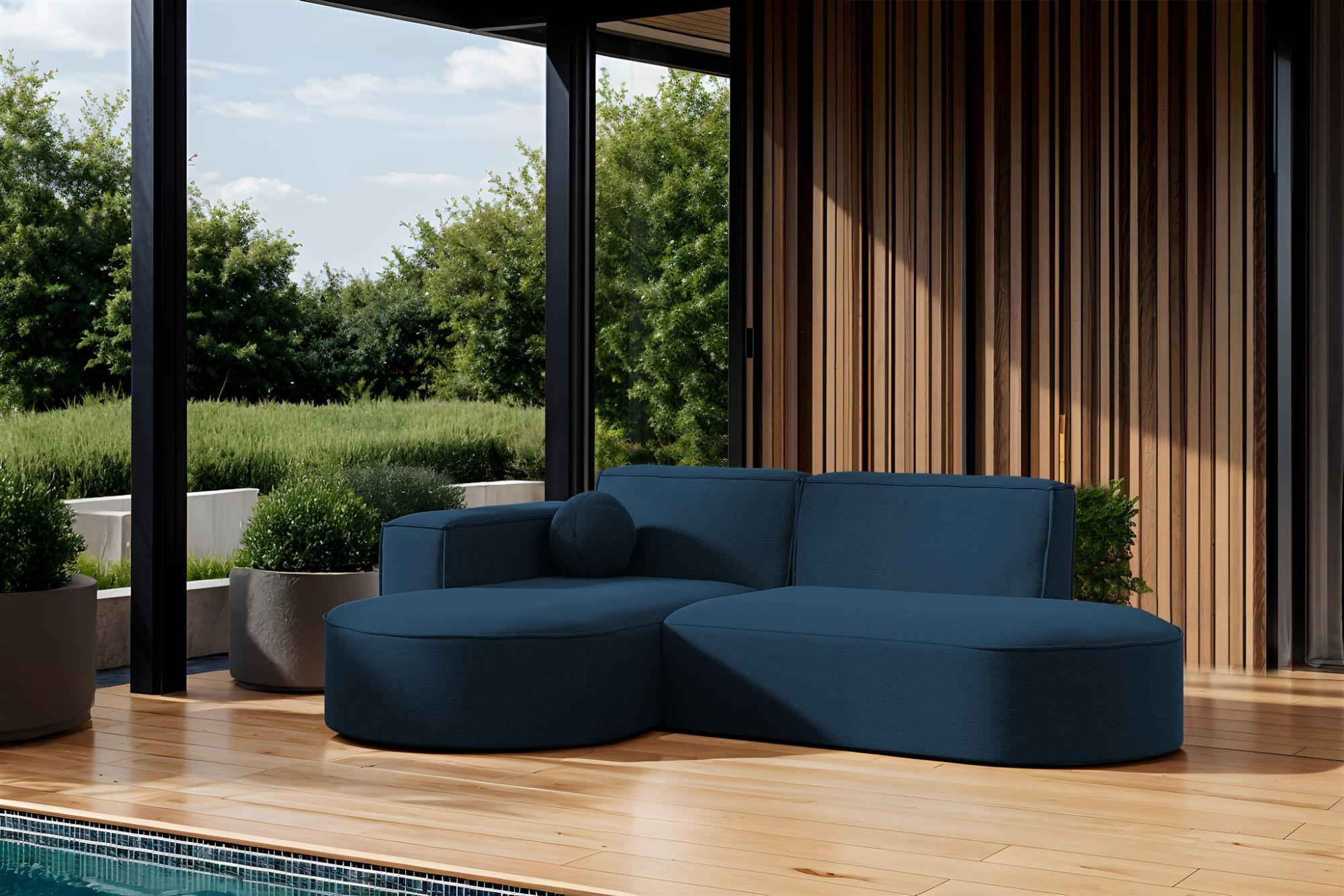 ECKSOFA Sunday Xs - Blau, Holzwerkstoff (236/78/165cm) - Fun Möbel