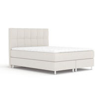 BOXSPRINGBETT Elisio Hellbeige 160/200 cm mit Latex-Topper - Beige/Silberfarben, Holz/Holzwerkstoff (160/200cm) - Maison de Reve