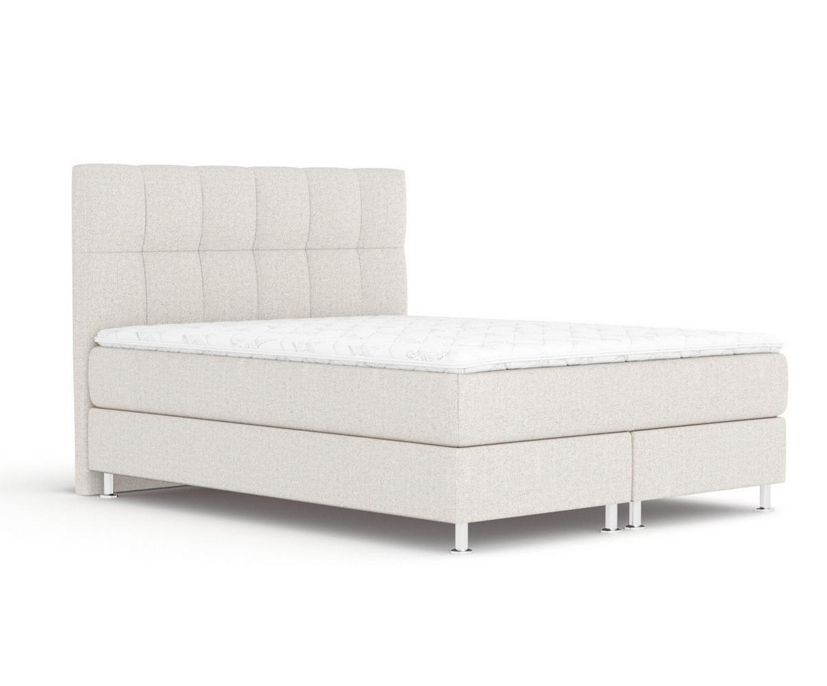 BOXSPRINGBETT Elisio Hellbeige 160/200 cm mit Latex-Topper - Beige/Silberfarben, Holz/Holzwerkstoff (160/200cm) - Maison de Reve