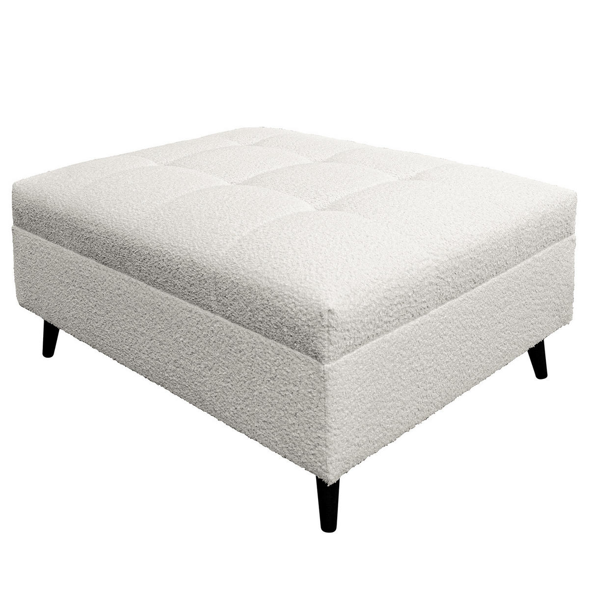 ECKSOFA mit Ottomane und Hocker - Hellgrau/Schwarz, Birkenholz/Textil (247/174cm) - home24