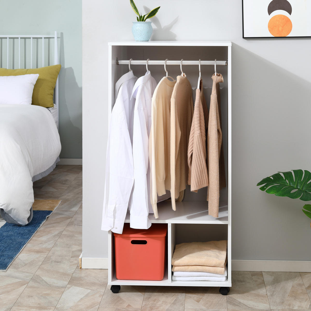 KLEIDERSCHRANK Weiß 1 Stück - Weiß, Naturmaterialien (40/128/60cm) - GiPP