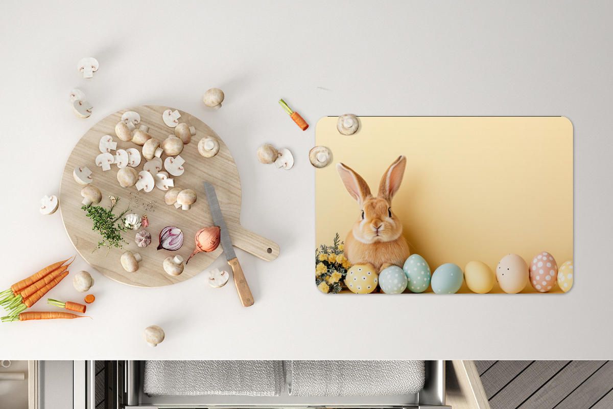 PLATZSETS 6er-Set Eier - Kaninchen - Pastellfarbtöne Unterlage 45x30 cm - Hellgelb, Kunststoff (0.3/45/30cm) - MuchoWow