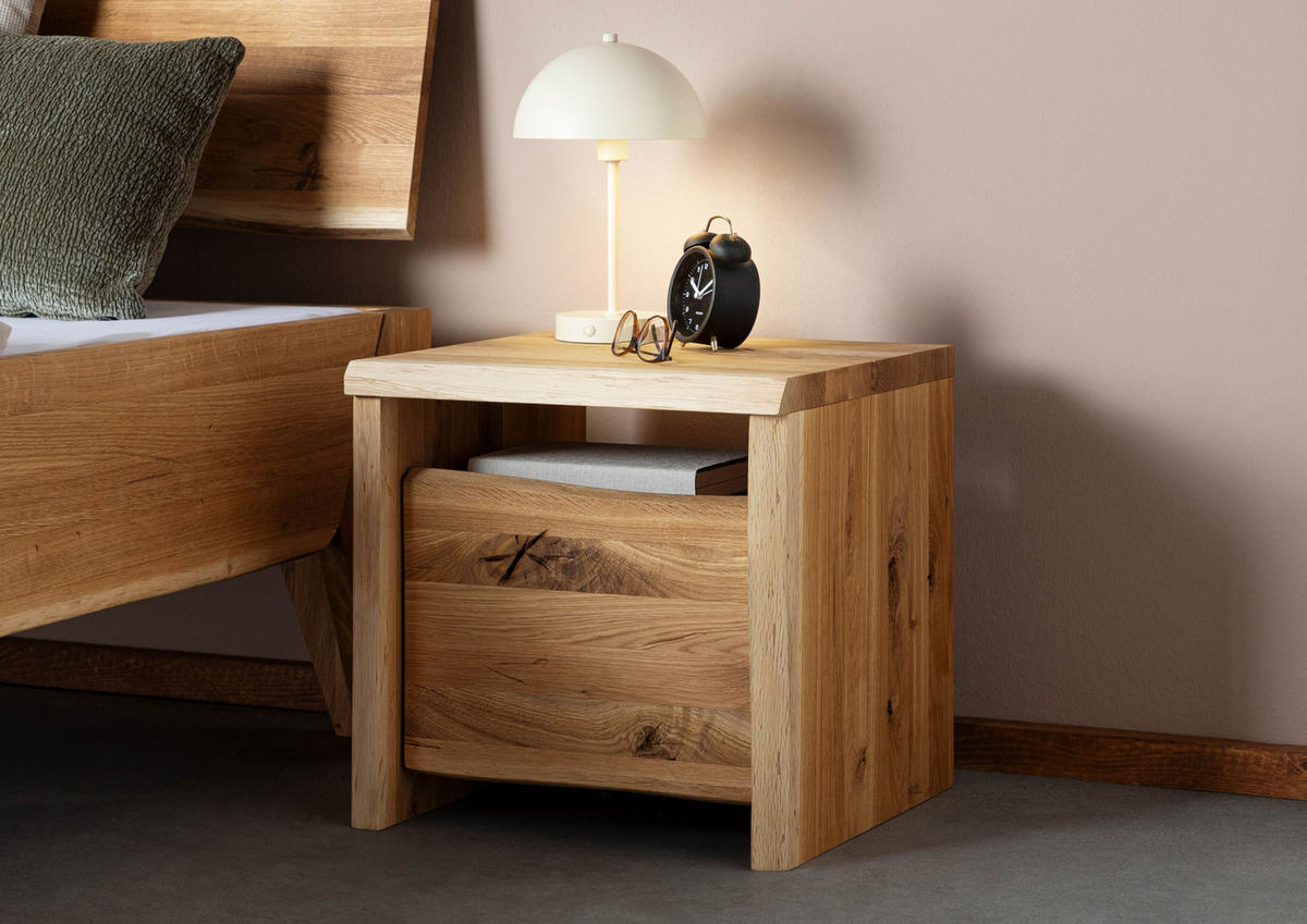 NACHTTISCH Wildeiche 45x45x45 natur geölt PURE OAK #117 - Braun, Holz (45/45/45cm) - Massivmoebel24