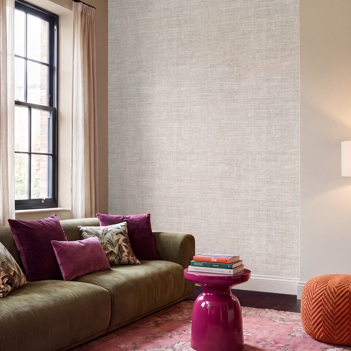 TAPETE - Leinen - Textur - Beige - 220x280 cm - Creme, Papier (220/280cm) - OnlyWow