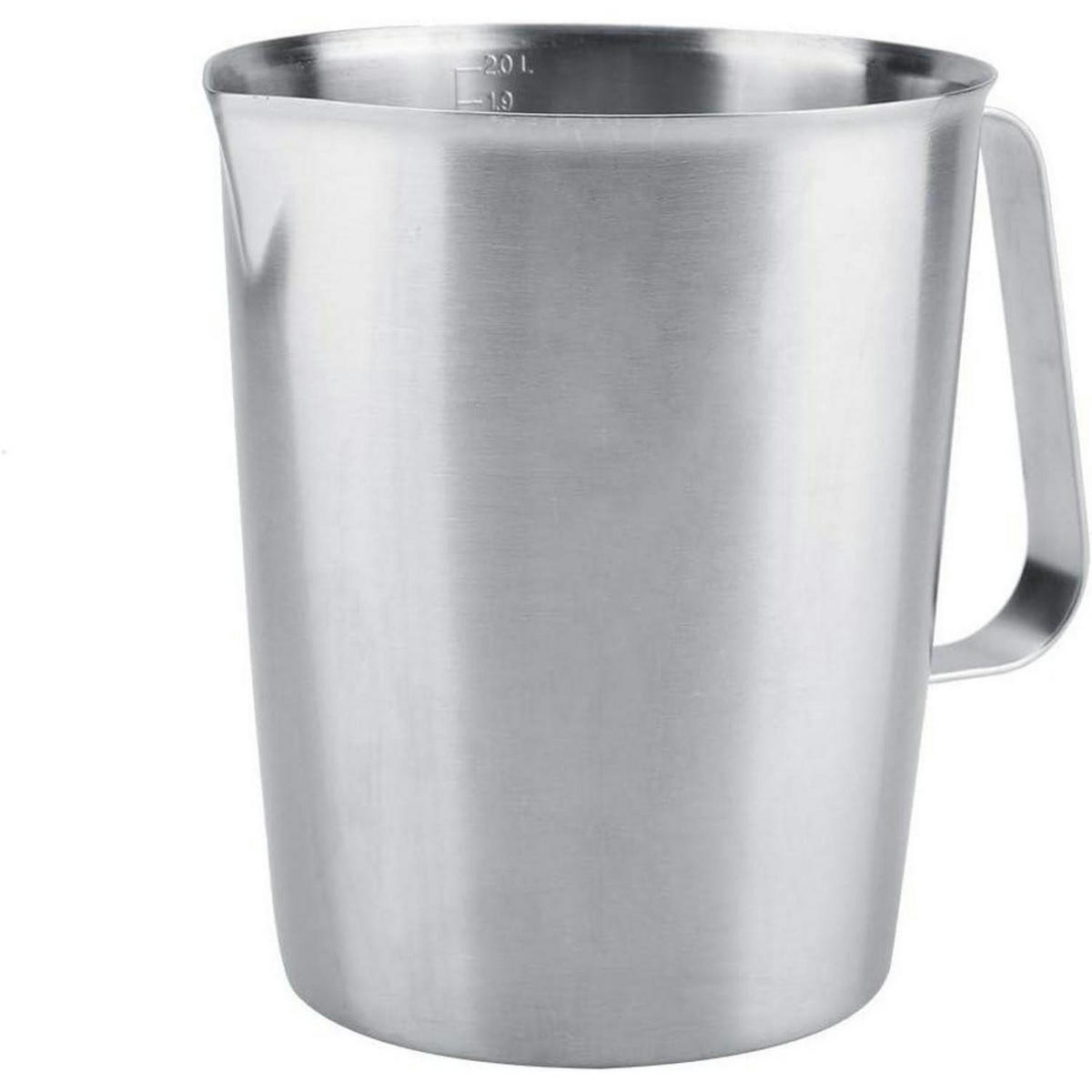 MESSBECHER Edelstahl 2000 ml mit Griff - Silberfarben, Metall (2L)