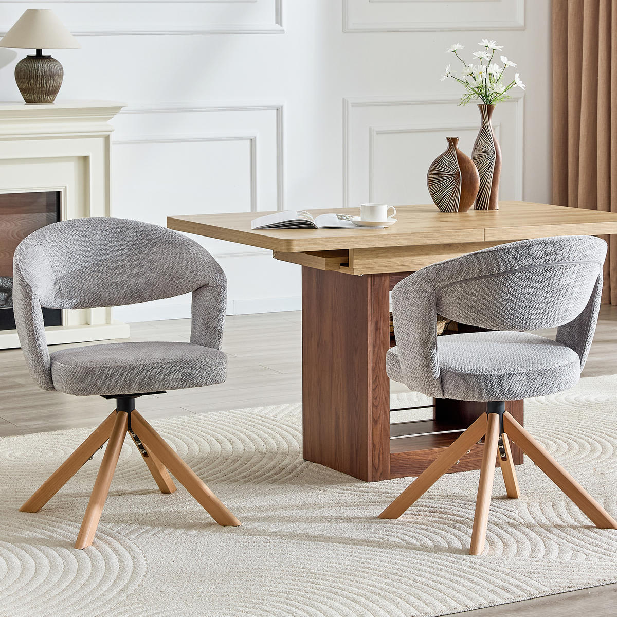ARMLEHNSTUHL-SET DE-36635 2 Stück mit Massivholzbeinen Grau - Grau, Holz (47.5/81.5/47cm) - ComfortXL