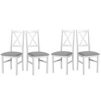 ESSZIMMERSTUHL - Set 4x Nilo 12, weiss, soro 90  - Hellgrau/Weiß, Holz (43/94/40cm) - Leaf Design