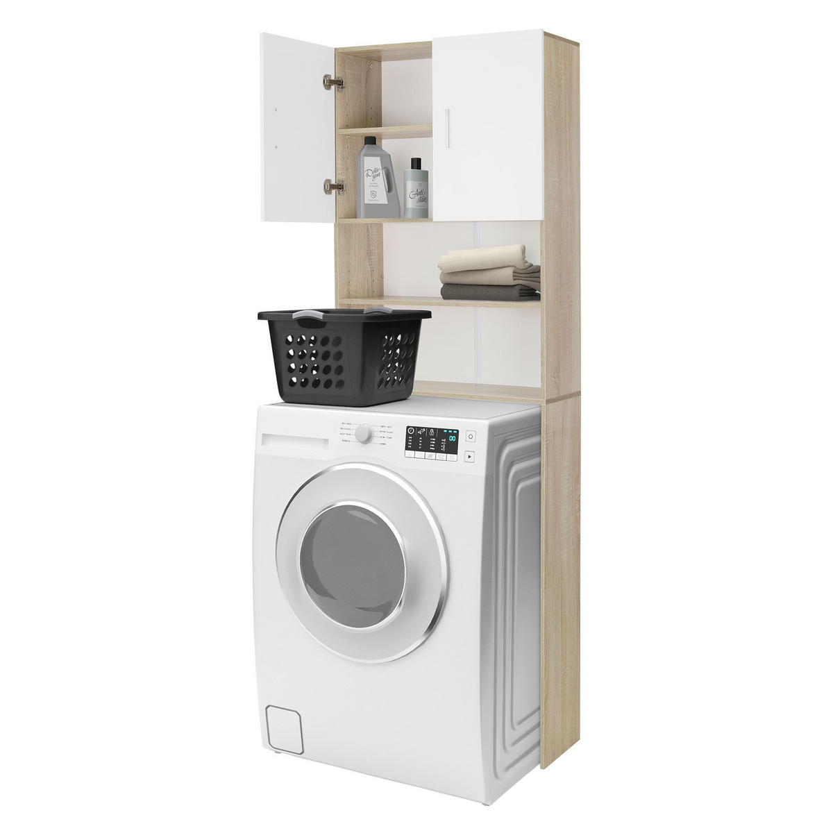 WASCHMASCHINENSCHRANK - Beige, Holzwerkstoff (25/190/63cm) - ECD-Germany