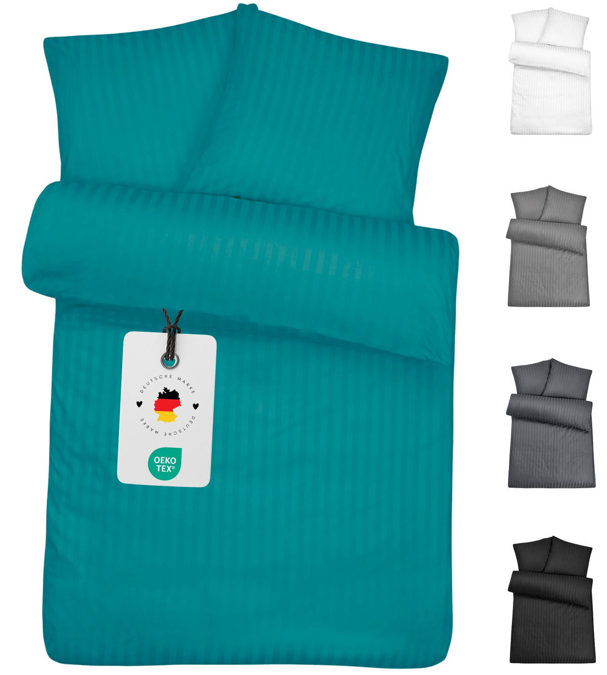 MIKROFASER-DAMAST-BETTWÄSCHE 155x220 cm Petrol - Petrol, Textil (155/220cm) - Carpe Sonno