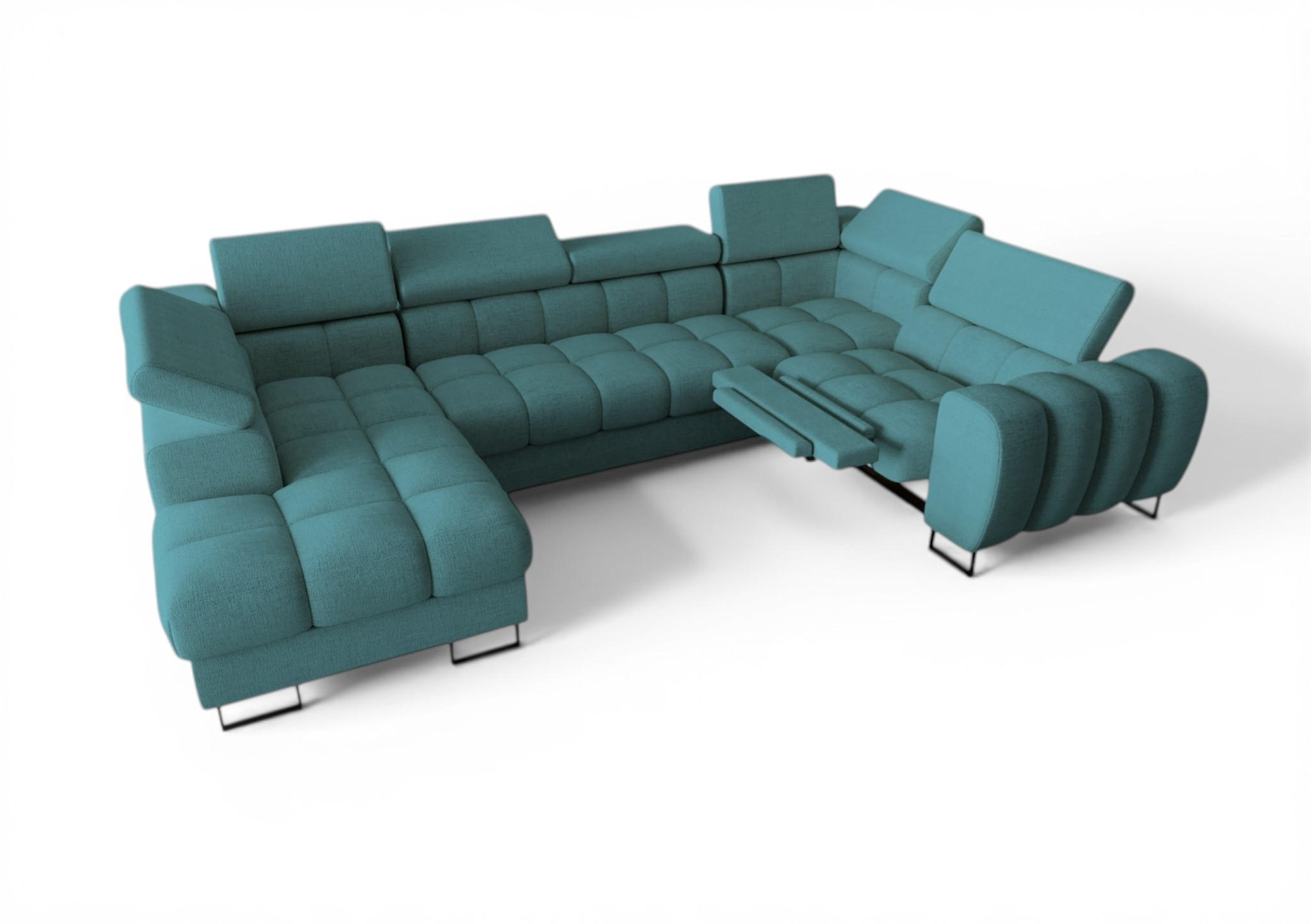 WOHNLANDSCHAFT Bastien Relax - Blau, Holzwerkstoff/Textil (198/95/350cm) - Fun Möbel