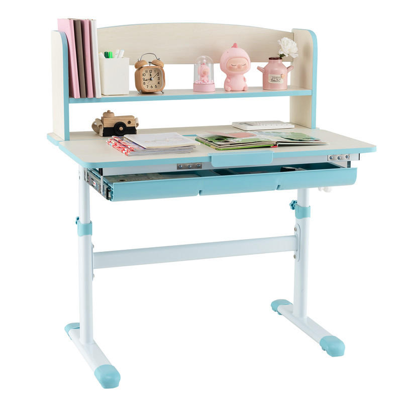 KINDERSCHREIBTISCH Höhenverstellbarer blau - Blau, Metall (80/81.5/51cm) - COSTWAY
