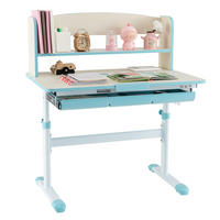 KINDERSCHREIBTISCH Höhenverstellbarer blau - Blau, Metall (80/81.5/51cm) - COSTWAY
