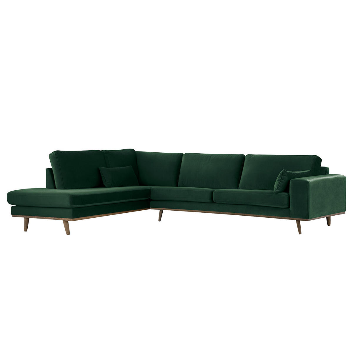 ECKSOFA mit Ottomane - Eichefarben/Grün, Eichenholz/Textil (287/219cm) - home24
