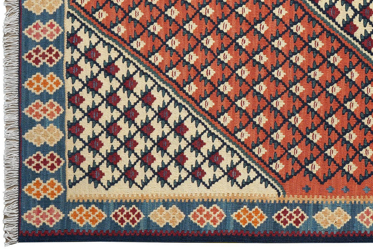 KELIM-TEPPICH handgewebt Senneh Rot 156/105 cm Schurwolle - Rot, Textil (105/156cm) - Looma