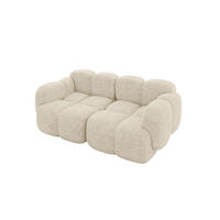 2-SITZER modulares Sofa Miko-S1 214x118x75 cm Creme Velours - Creme/Schwarz, Holzwerkstoff/Kunststoff (214/75/118cm) - ALTDECOR