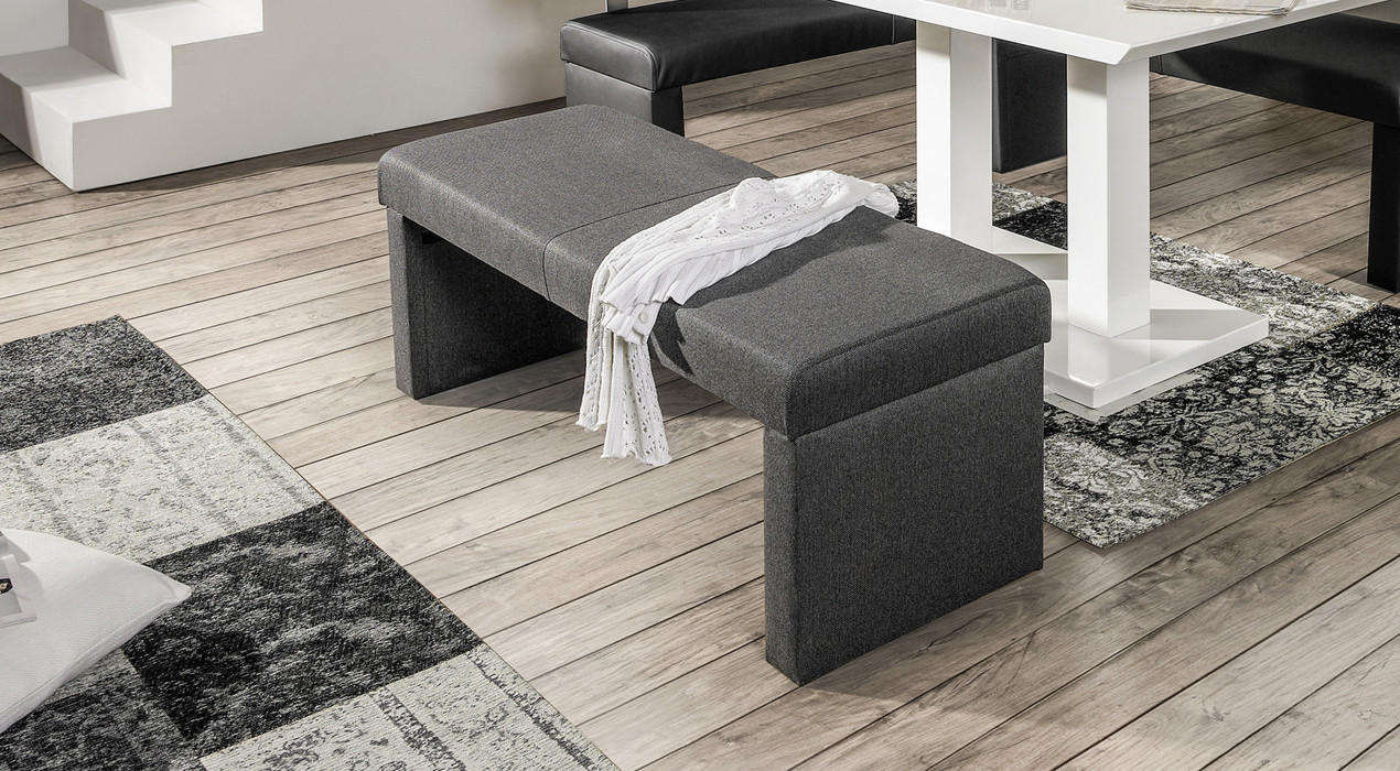 Sitzbank Webstoff Grau Textil