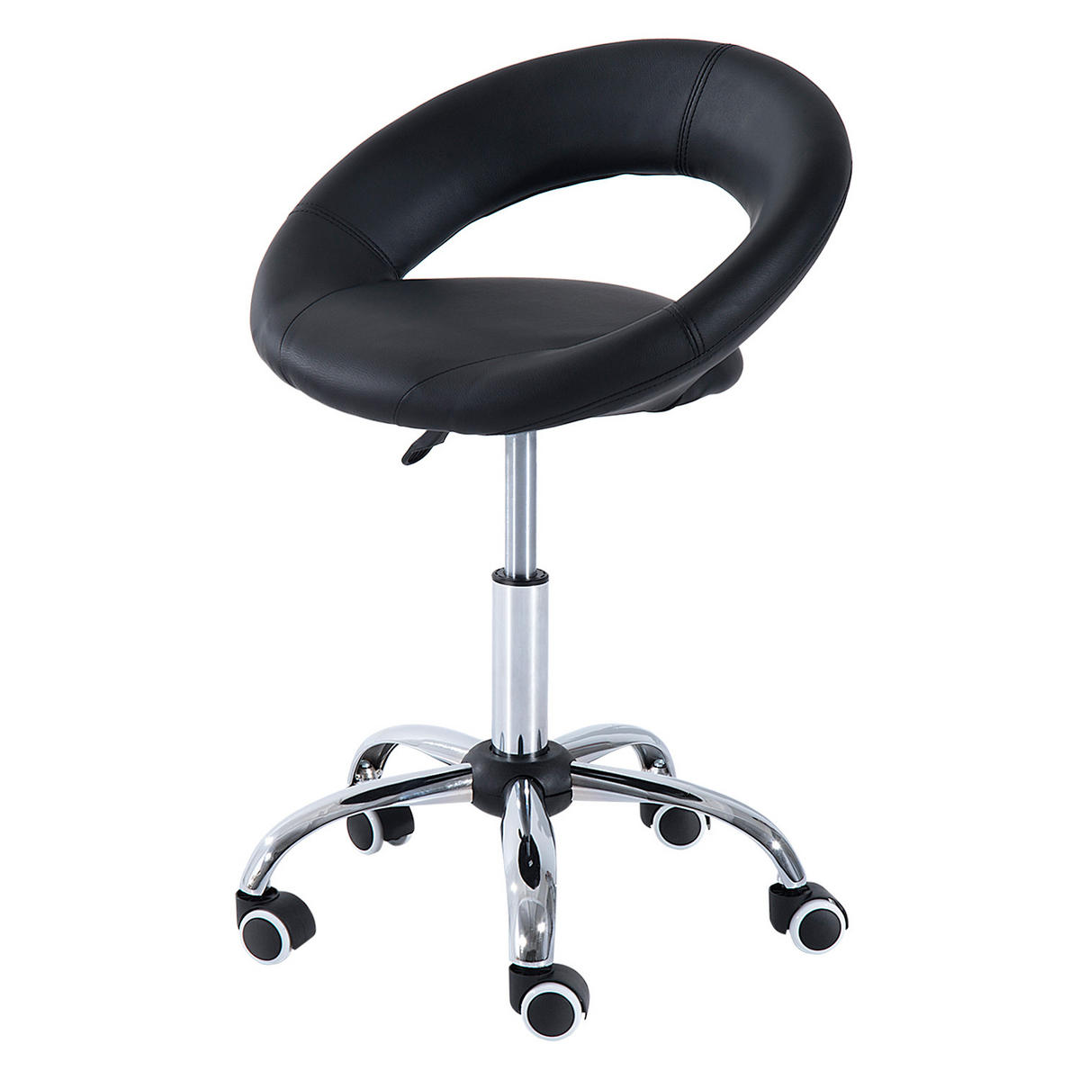 ROLLHOCKER Höhenverstellbar Schwarz 50.0/54.0/78.0 cm - Schwarz, Kunststoff (54/78/50cm)