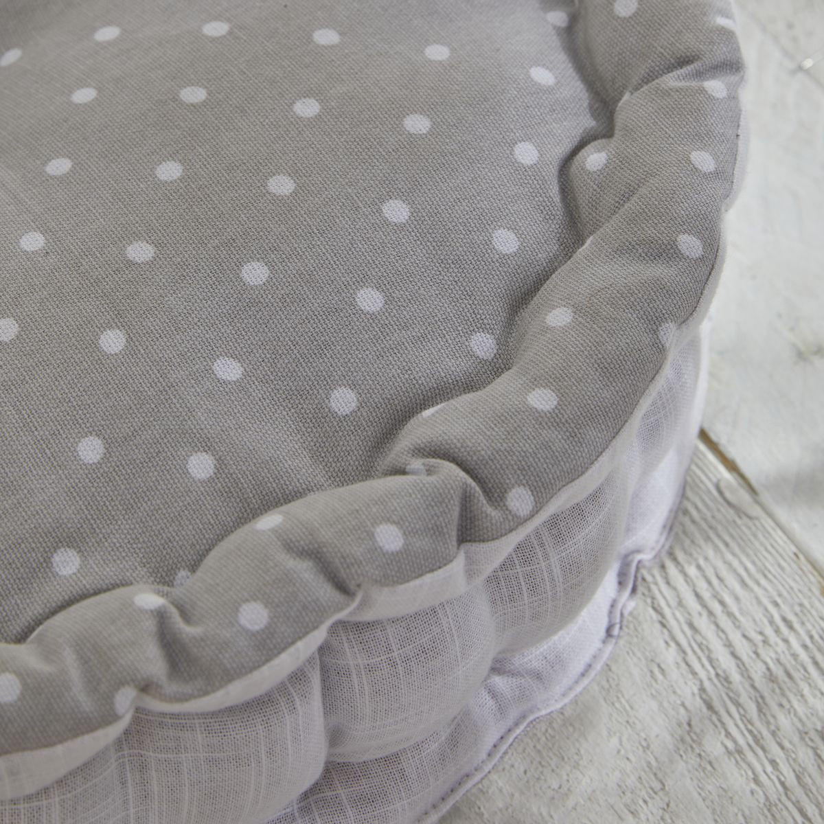 BODENKISSEN Baumwolle Constance rund Grau 40/40/12 cm - Grau, Naturmaterialen (40cm) - Today