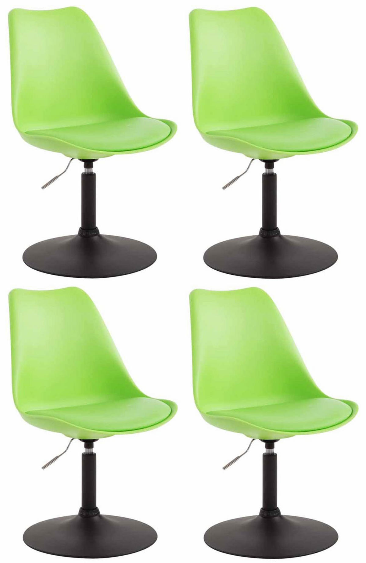 DREHSTUHL 4er Set Kunststoff grün - Schwarz/Grün, Kunststoff/Metall (48/76/57cm) - CLP