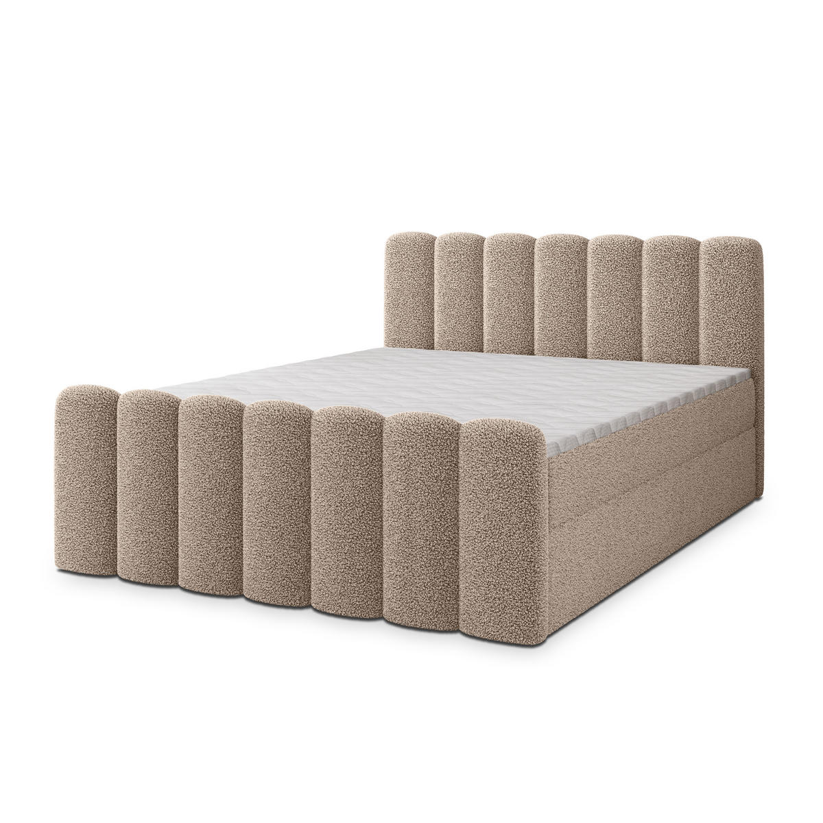 BOXBETT CELLA 160x200 cm mit Matratze und Topper - Beige - Beige, Holz (160/200cm) - MASSENO