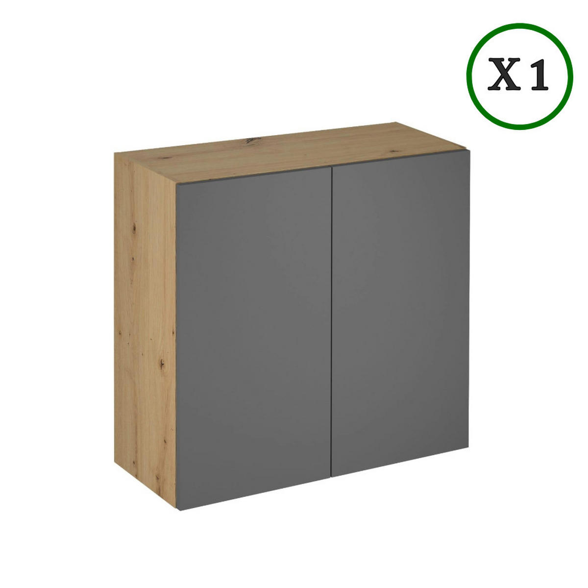 KÜCHENZEILE 200 cm - Langen K24-M200 - in Artisan Eiche/Grau - Eiche Artisan/Grau, Holz/Metall (200/210/47cm)