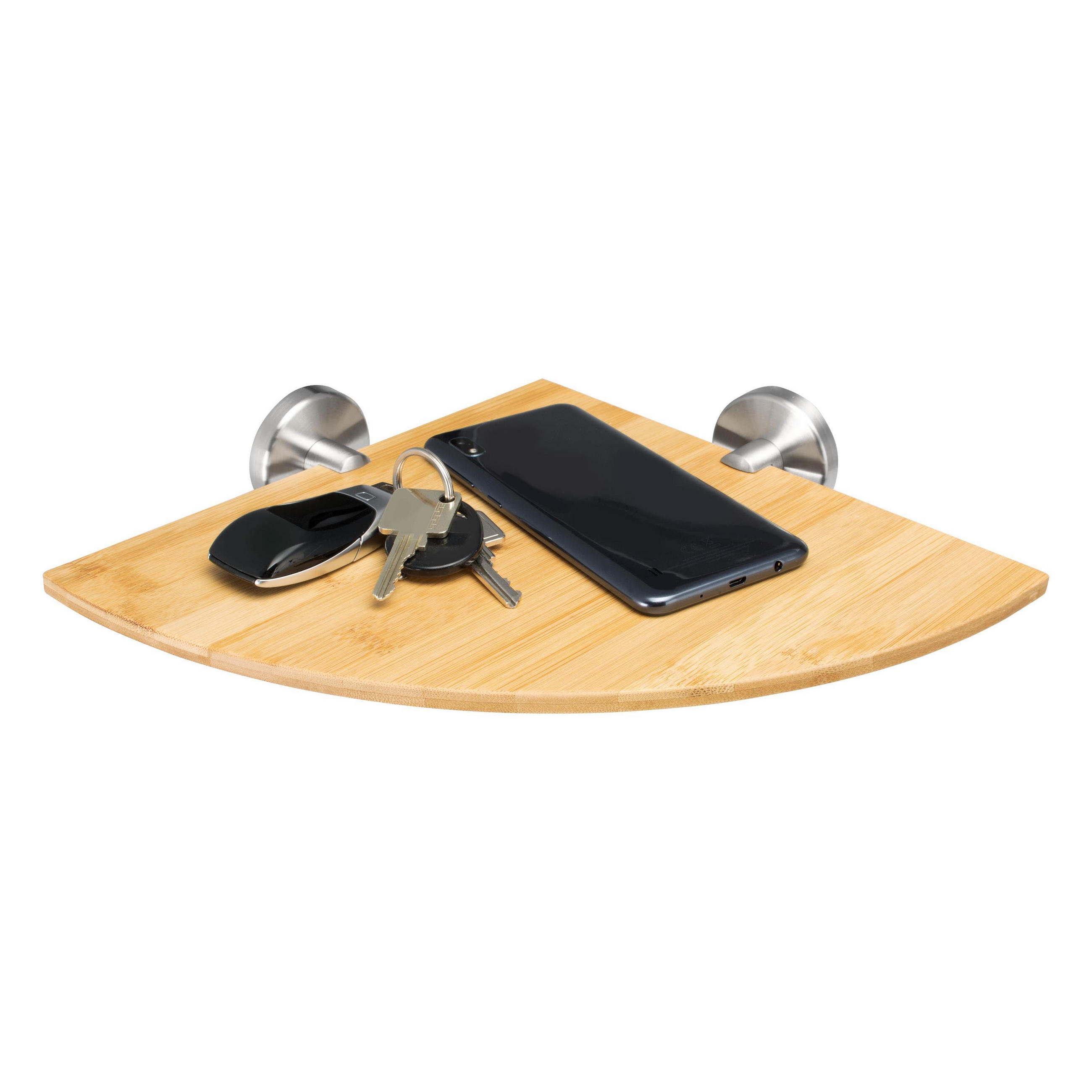 ECK-WANDABLAGE PIAZZA, Edelstahl Bambus - Braun, Holz (35/6/25cm) - bremermann
