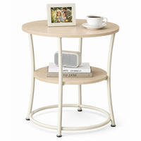 BEISTELLTISCH Creme rund 2 Ablagen 55x55 cm - Creme, Holzwerkstoff/Metall (55/55/55cm) - Relaxdays