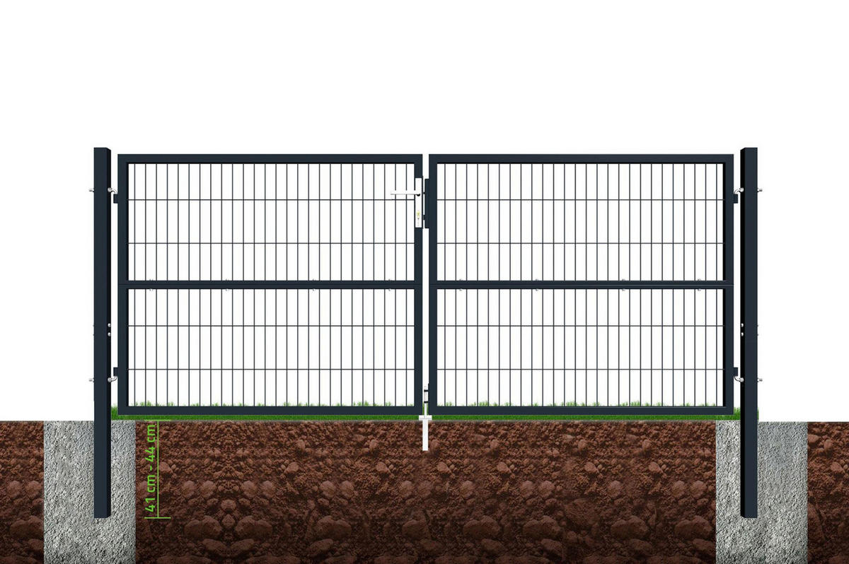 ZAUNTOR Razo Grau 3m H.120cm + TÜRCHEN 1m H.120cm - Grau, Metall (306/126cm) - Casanoov