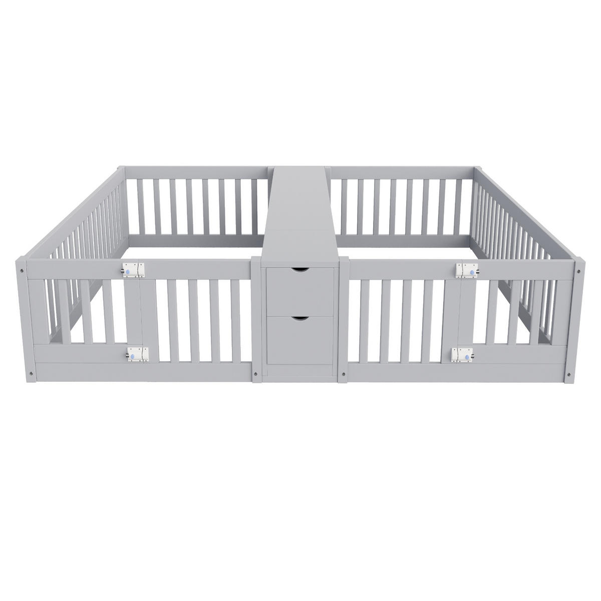 HOLZBETT 90x200cm Kinderbett Stauraum Sicherheitsgitter Grau - Grau, Holz (90/200cm) - FLIEKS