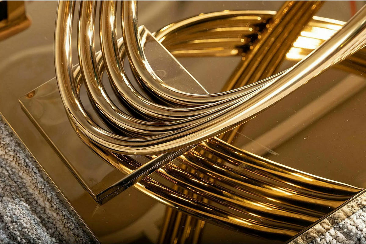 ESSTISCH Heraclea Weiß Marmor / Gold 160 / 90 / 76cm - Goldfarben/Weiß, Holz/Keramik (90/160/76cm) - Feldmann-Wohnen