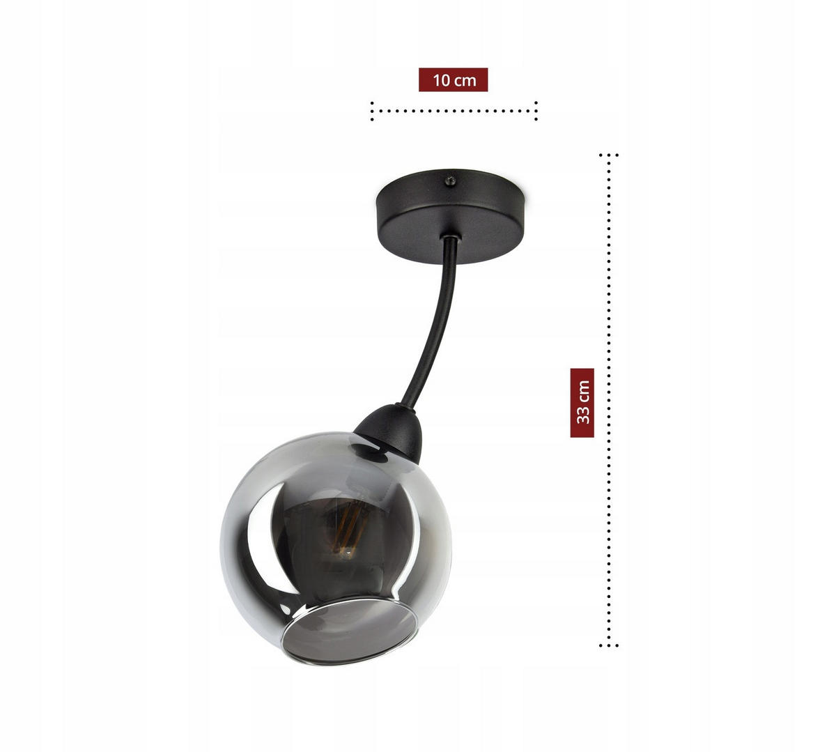 DECKENLEUCHTE Kogel - Transparent/Anthrazit, Glas/Metall (15/15/33cm) - kiki design