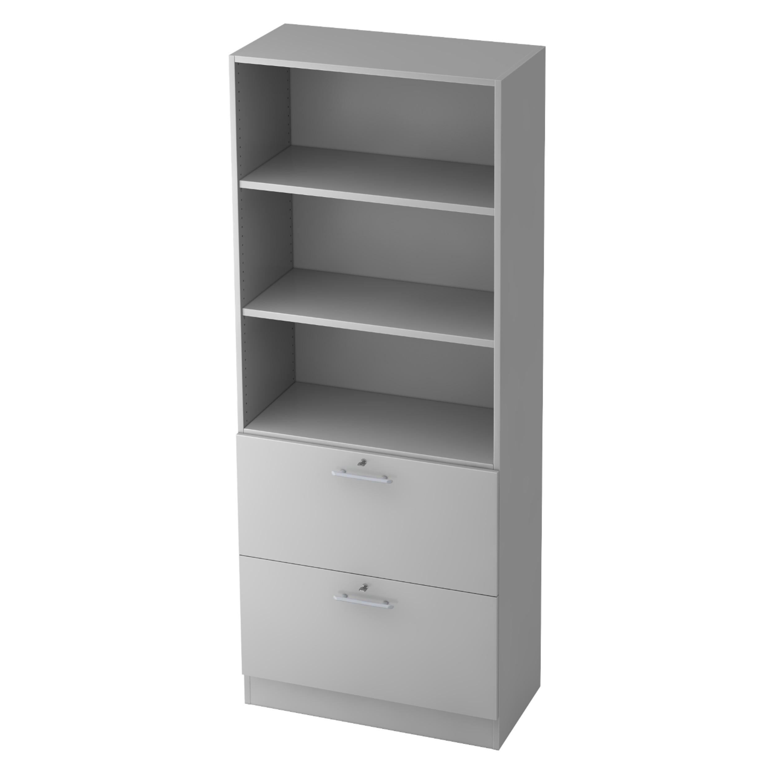 HÄNGEREGISTER Kombi - 2 Schübe 42/80/200,4 cm in Grau Relinggriff (Kunststoff) - Grau, Holzwerkstoff (80/200.4/42cm) - bümö